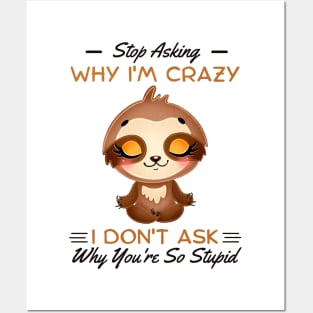 Stop Asking Why I'm Crazy I Don't Ask Why You're Stupid Posters and Art